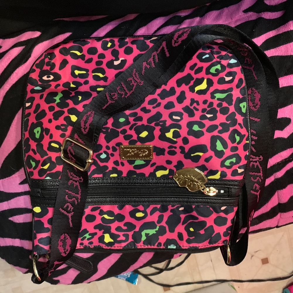 Betsey Johnson pink colorful cheetah purse